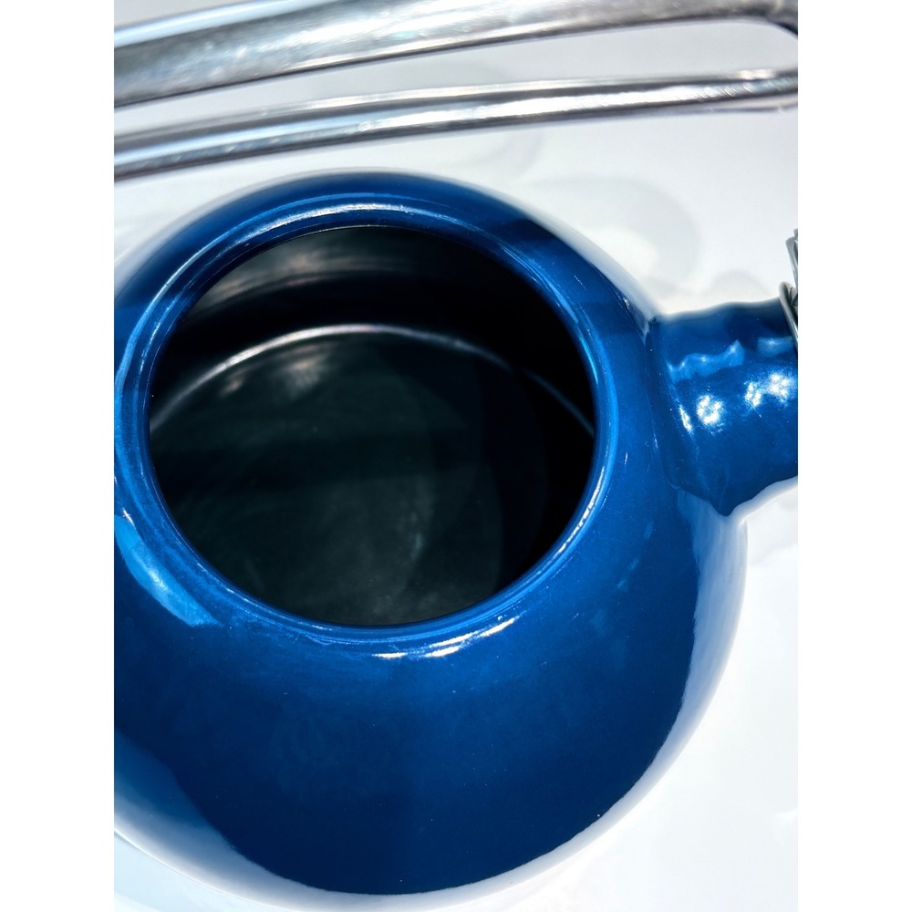 Chantal Cobalt Blue Enamel on Steel Whistling Tea Kettle Stainless Handle Lid - Picture 6 of 12
